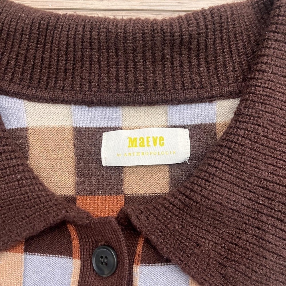 Maeve Anthropologie Patchwork Knit Cardigan Women M Preppy Academia Old Money - Picture 2 of 6